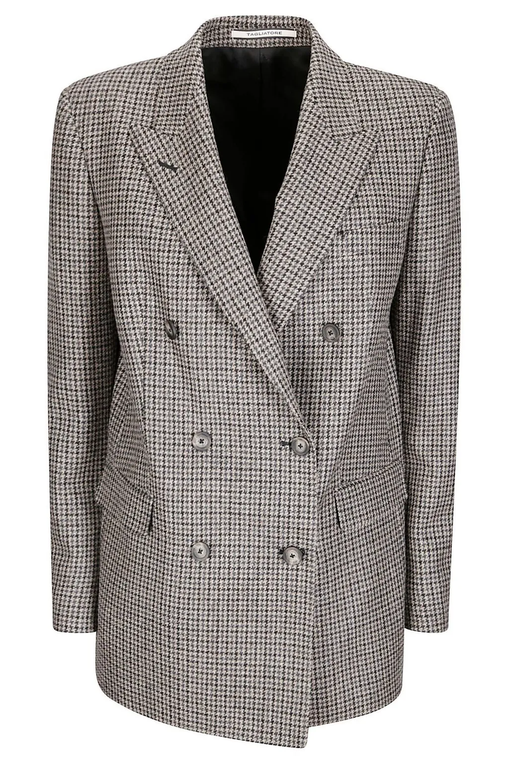 Double-Breasted Houndstooth Blazer