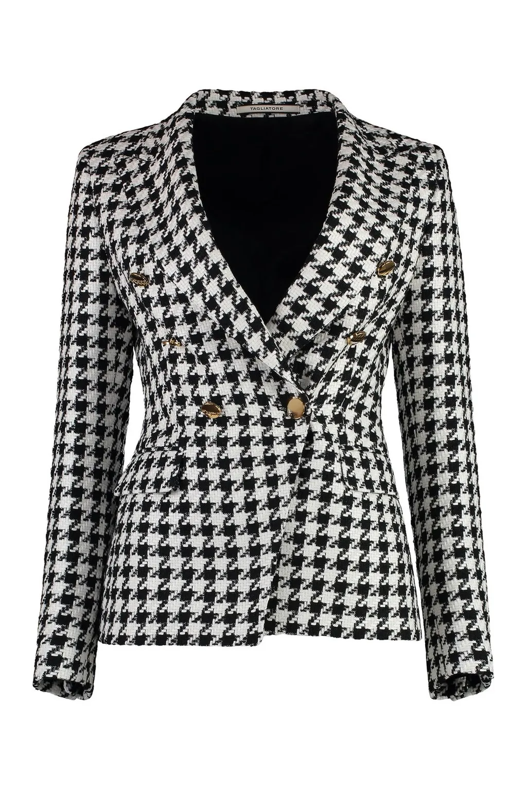 Double-Breasted Houndstooth Blazer