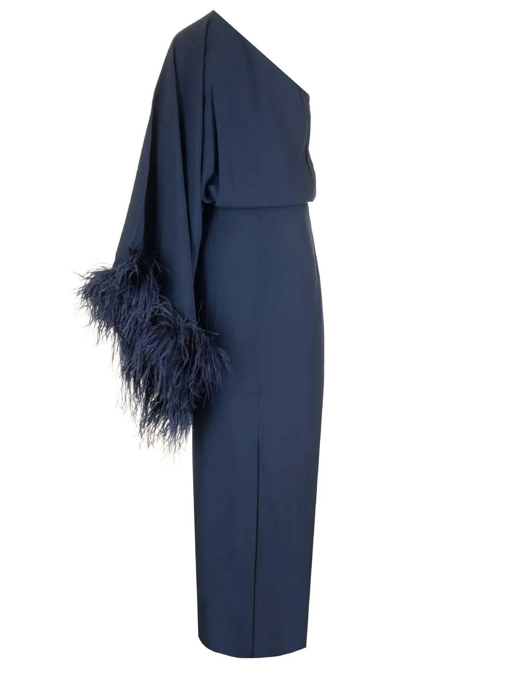 One-Shoulder Dress With Feather Trim
