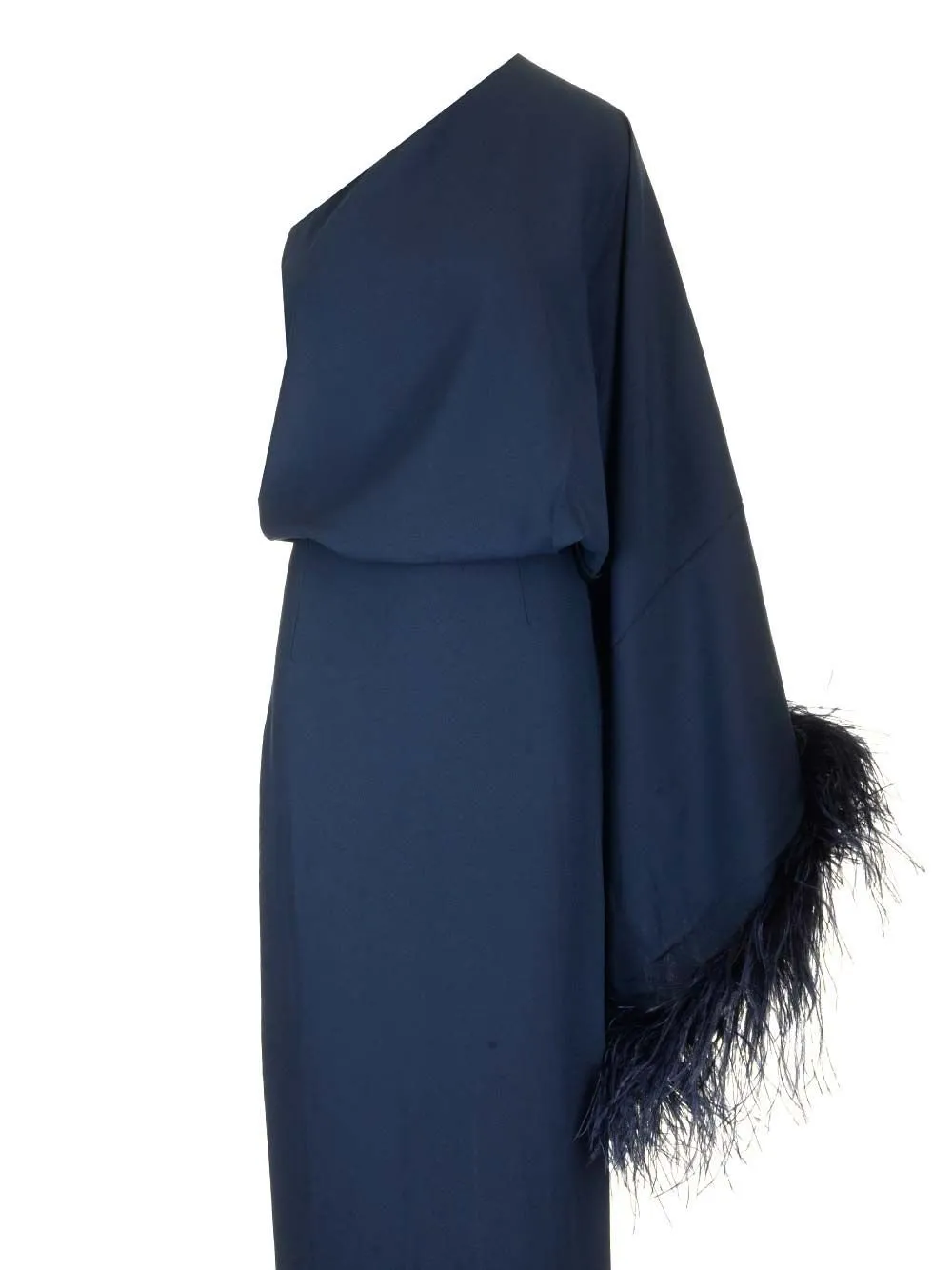 One-Shoulder Dress With Feather Trim