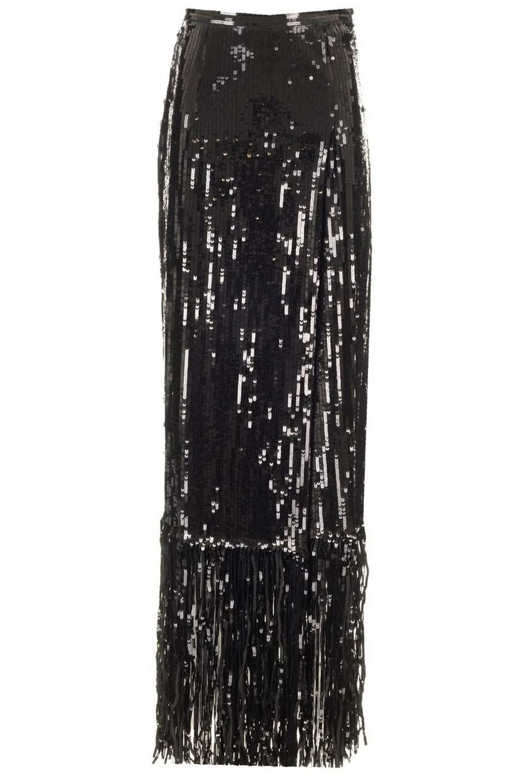 Sequin Maxi Skirt With Fringe