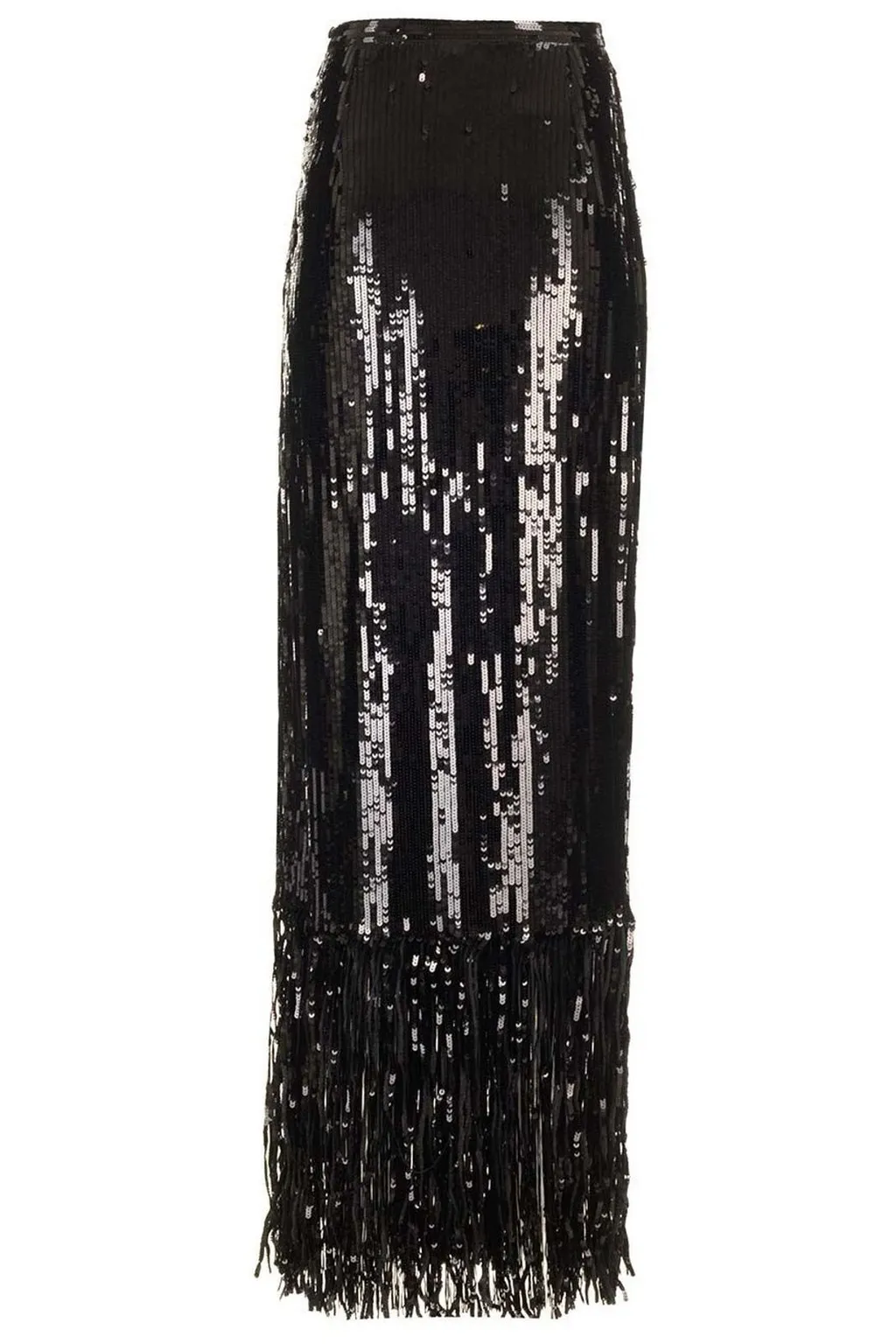 Sequin Maxi Skirt With Fringe