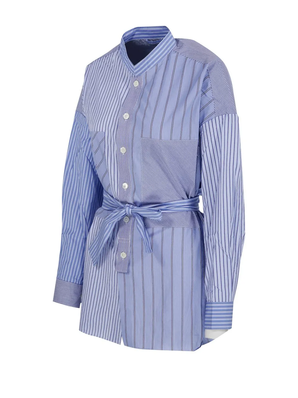 Striped Cotton Shirt Dress With Belt