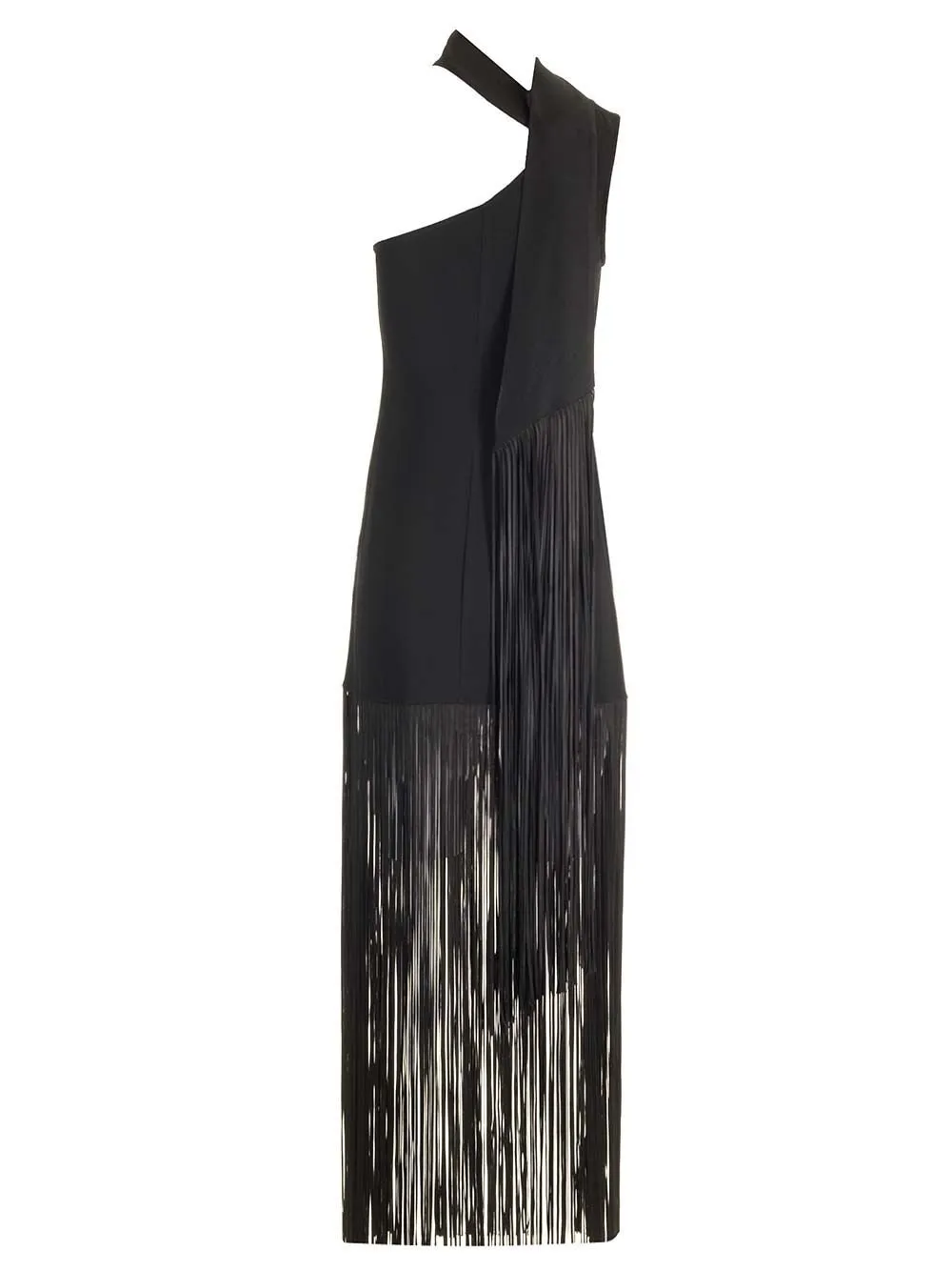 One-Shoulder Maxi Dress With Fringe