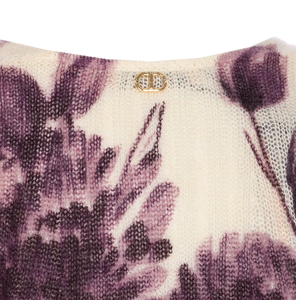 Floral Print V-Neck Sweater