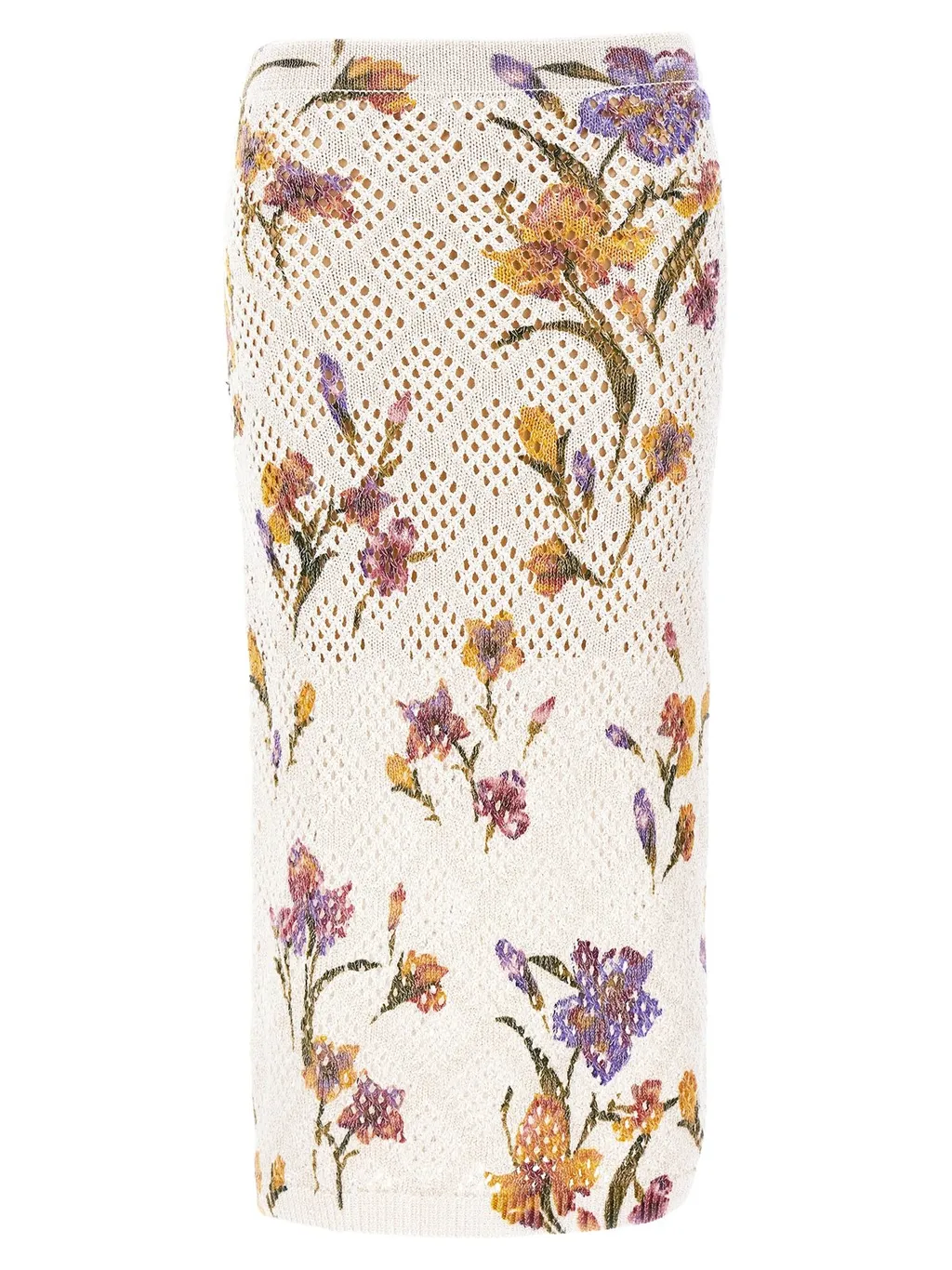 Floral Print Knit Midi Skirt
