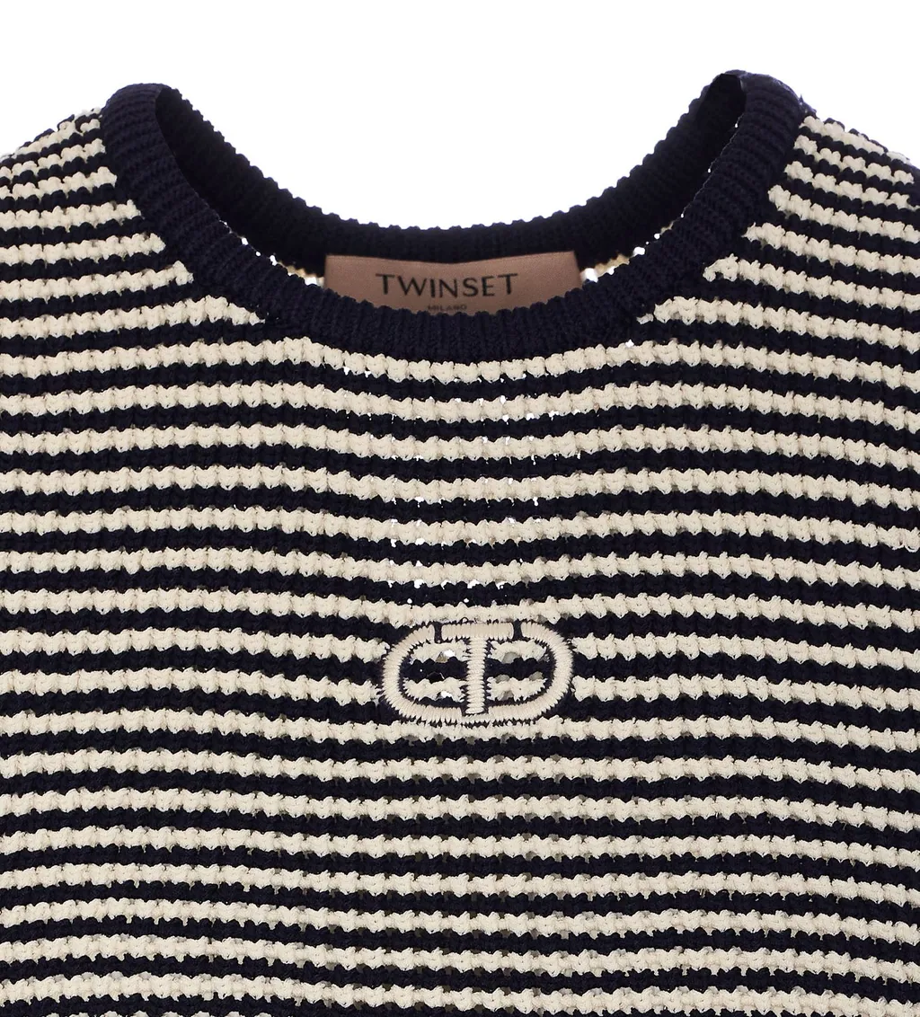 Striped V-Neck Cropped Cardigan