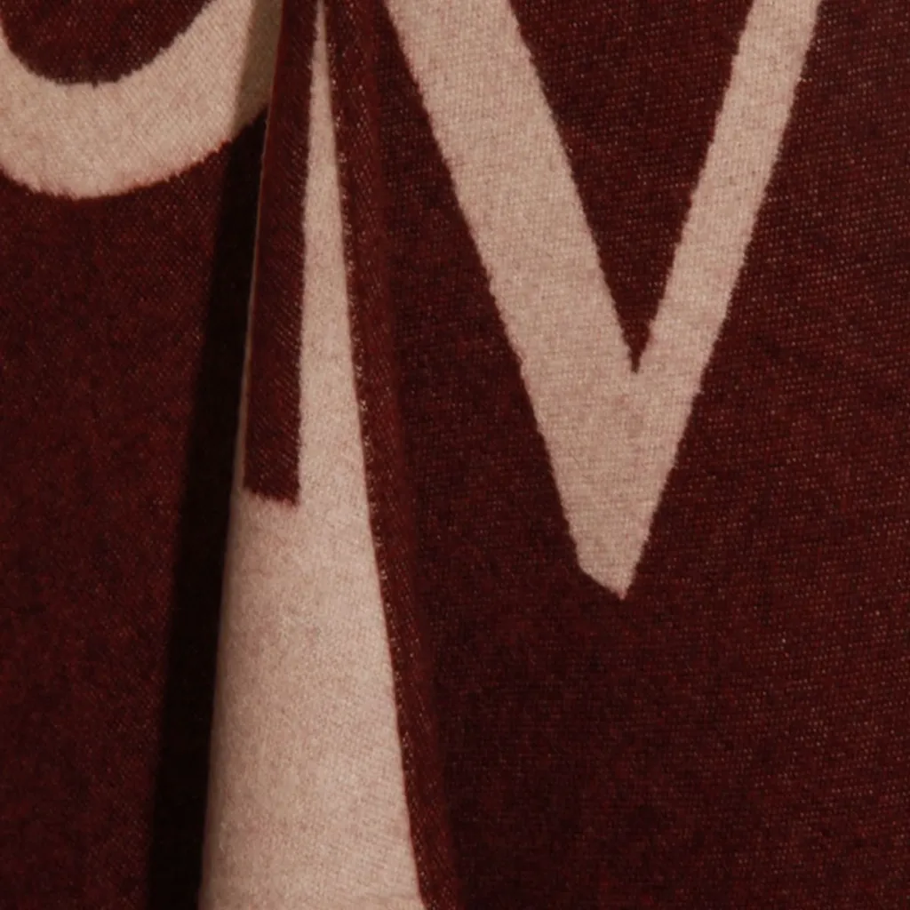 Logo Print Wool Blend Poncho