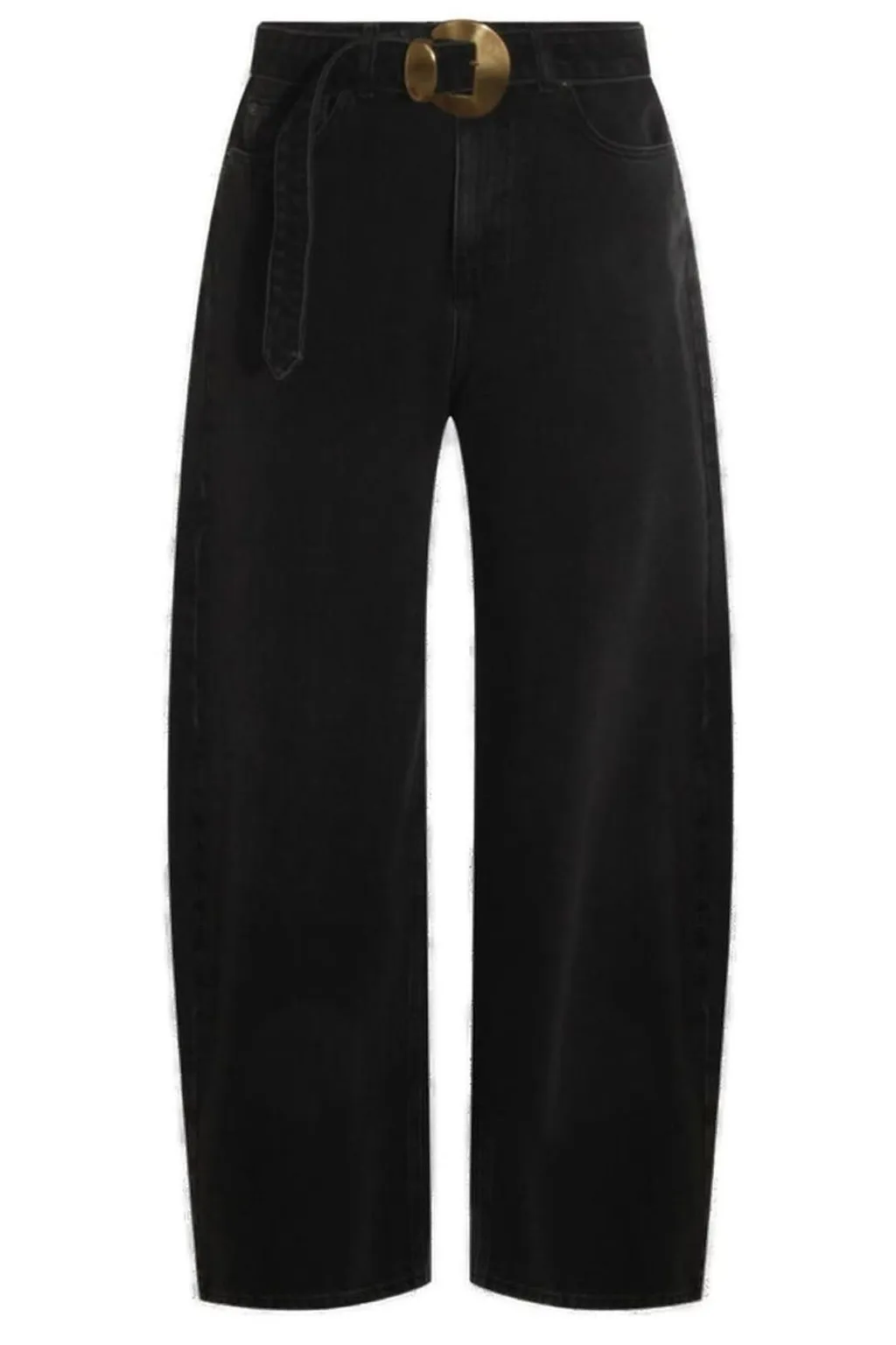 Wide-Leg Belted Jeans