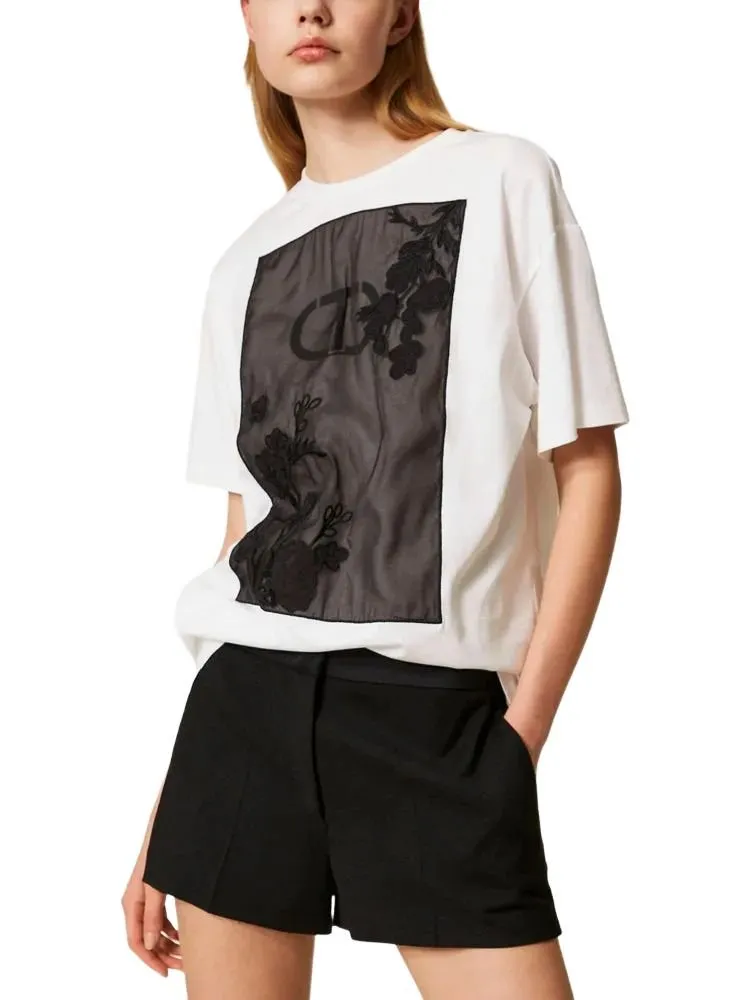 T-Shirt With Floral Embroidery
