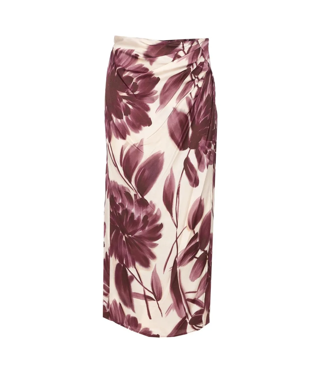 Floral Print Ruched Maxi Skirt