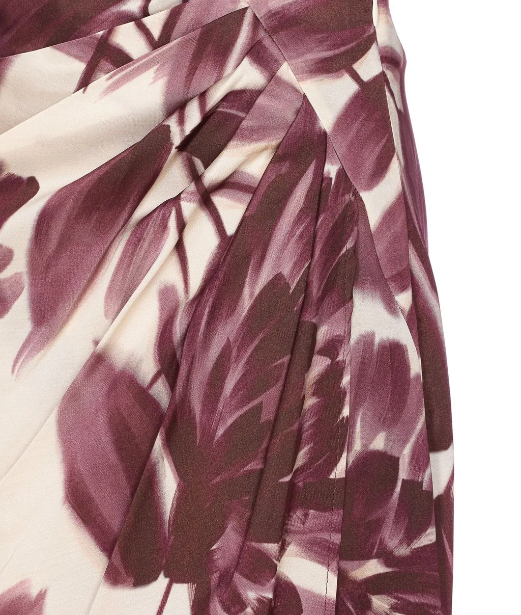 Floral Print Ruched Maxi Skirt