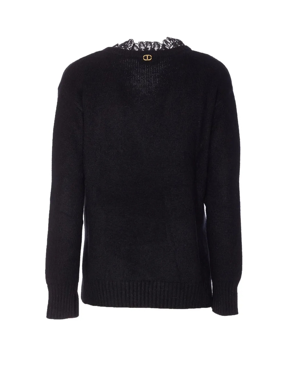 V-Neck Sweater With Lace Trim