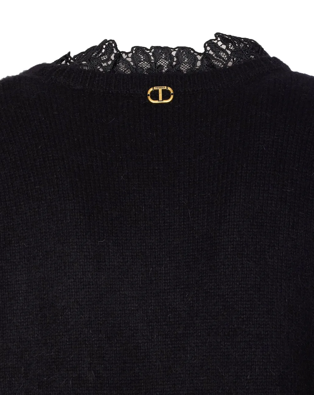 V-Neck Sweater With Lace Trim
