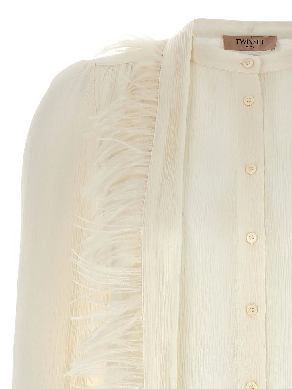 Feather-Trimmed Blouse
