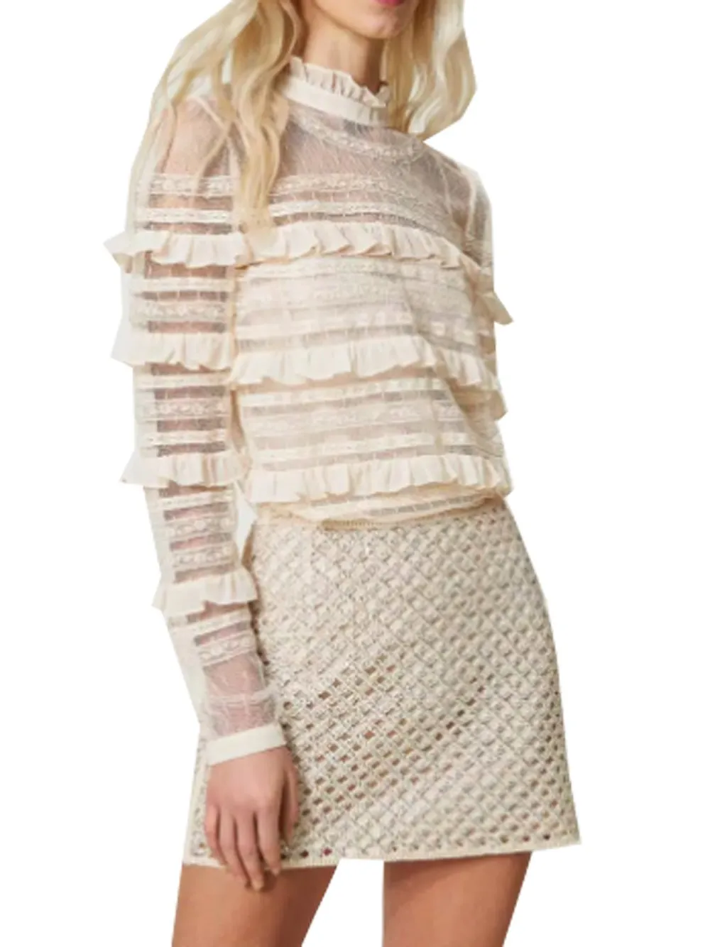 Ruffled Sheer Blouse