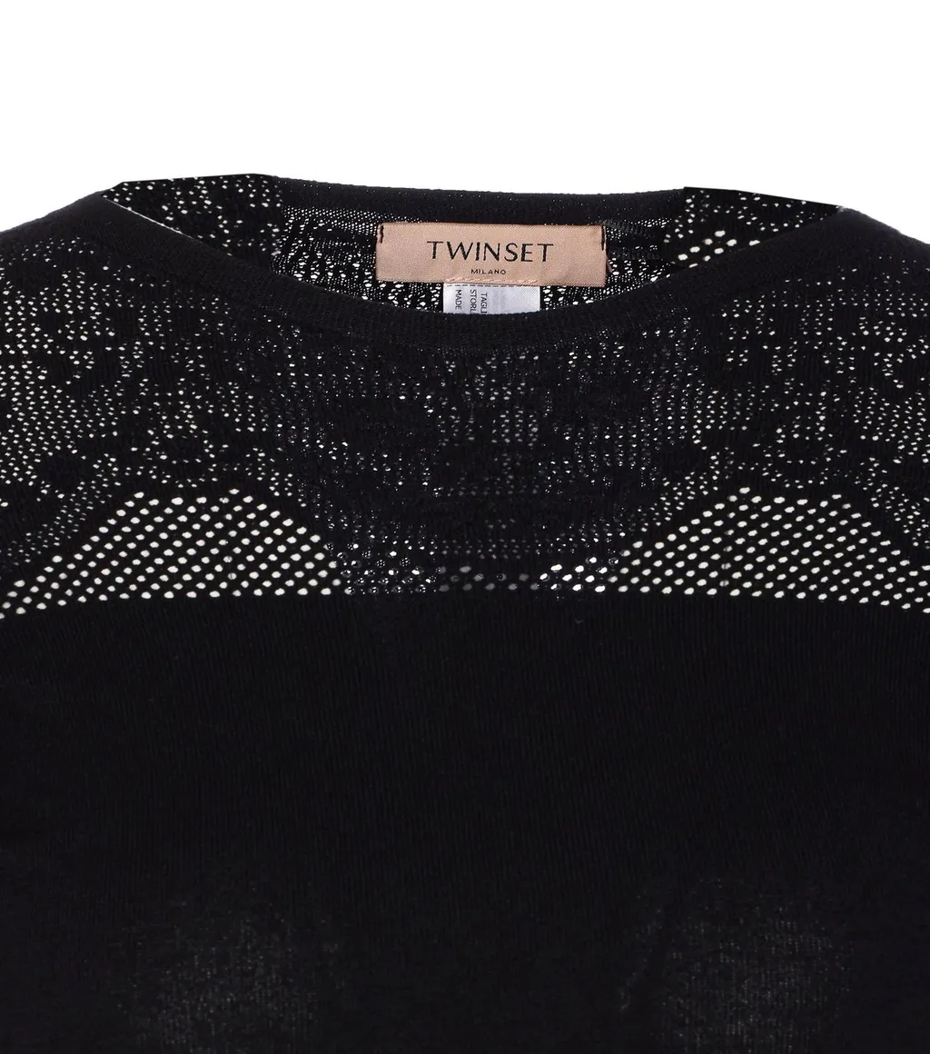 Knit Dress With Lace Inserts