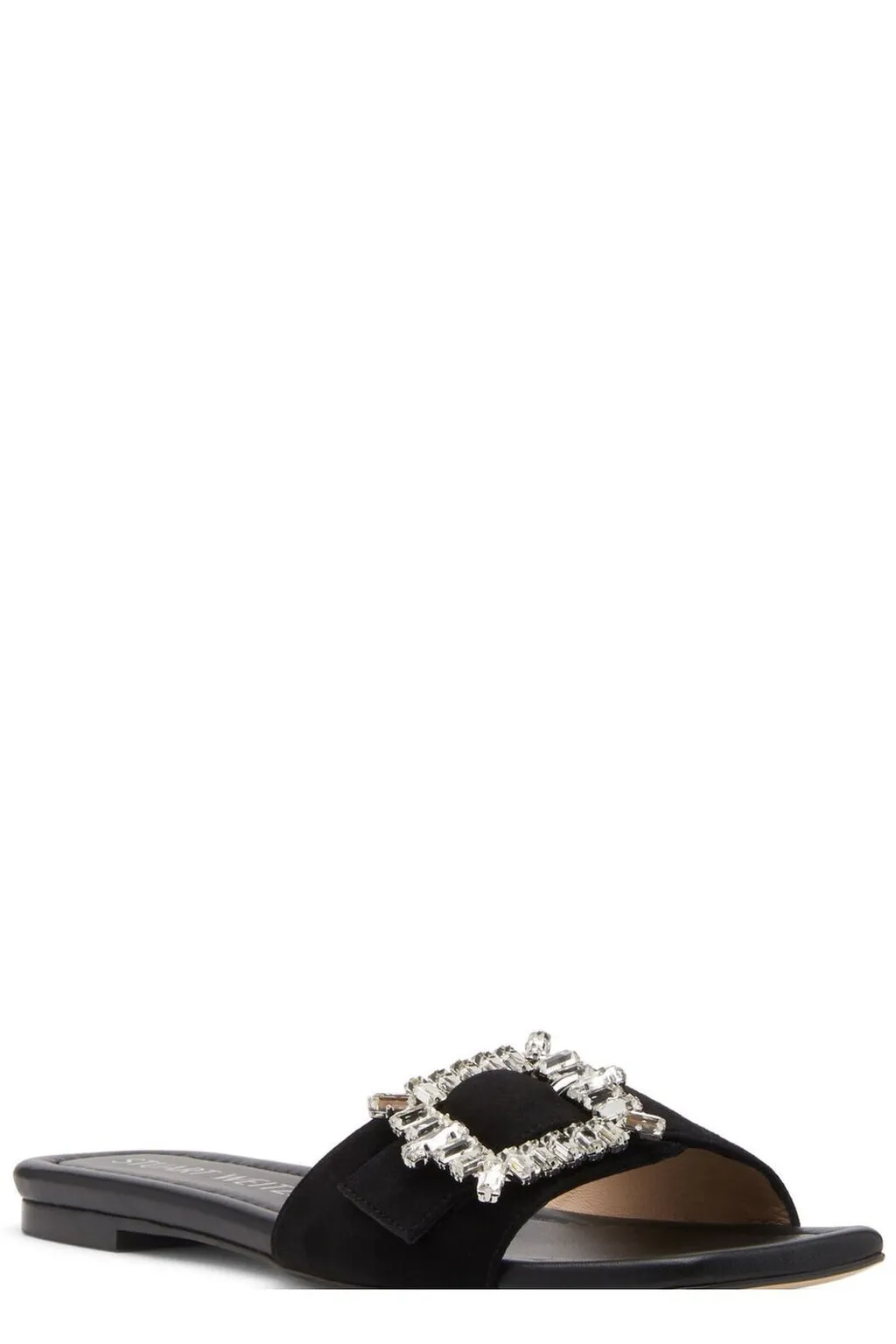 Slide Sandals With Crystal Buckle