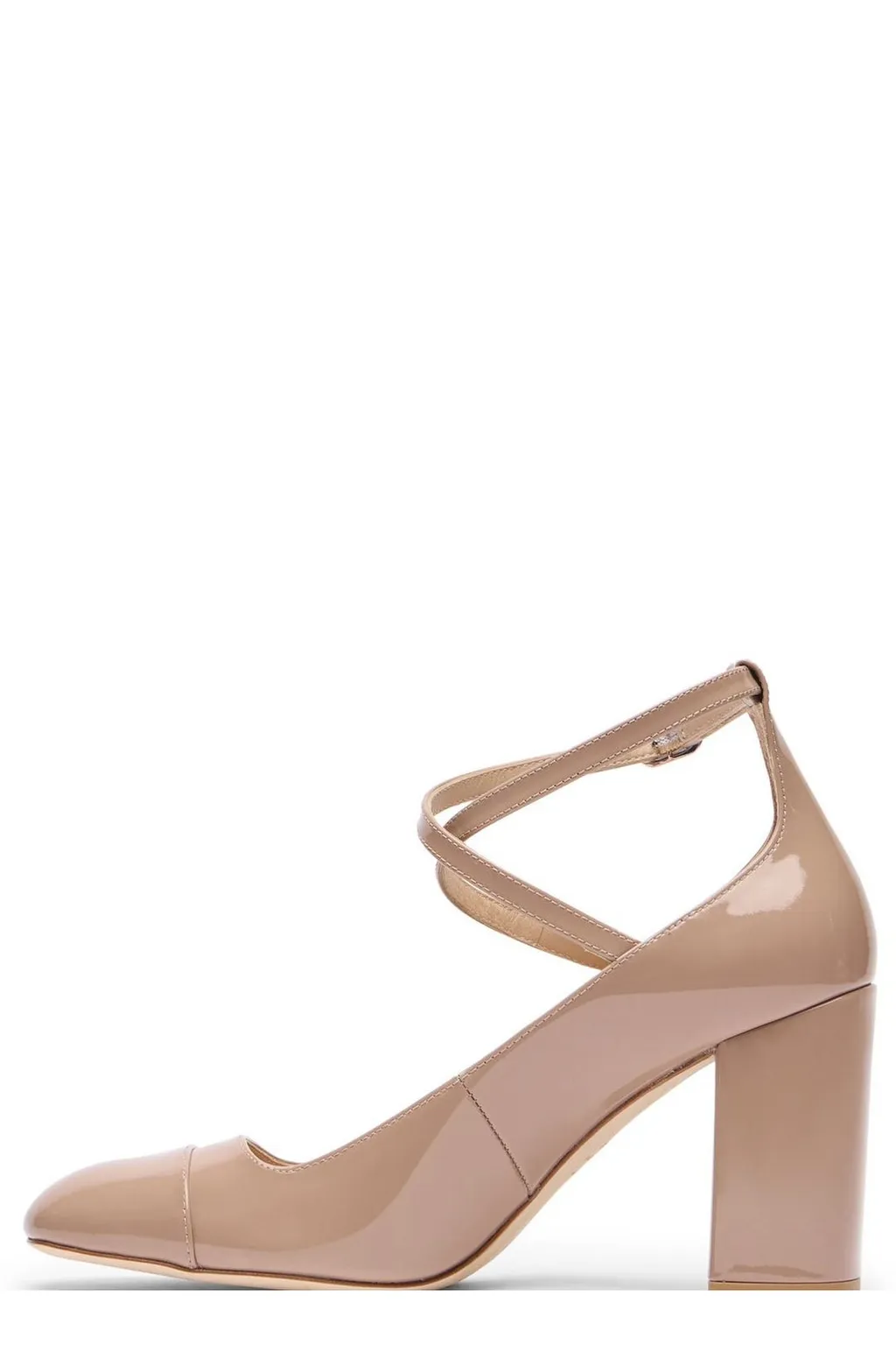 Patent Leather Pumps With Ankle Strap