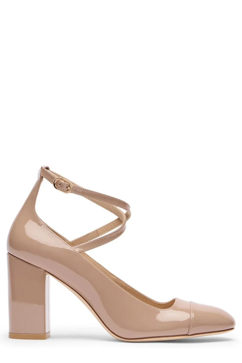 Patent Leather Pumps With Ankle Strap