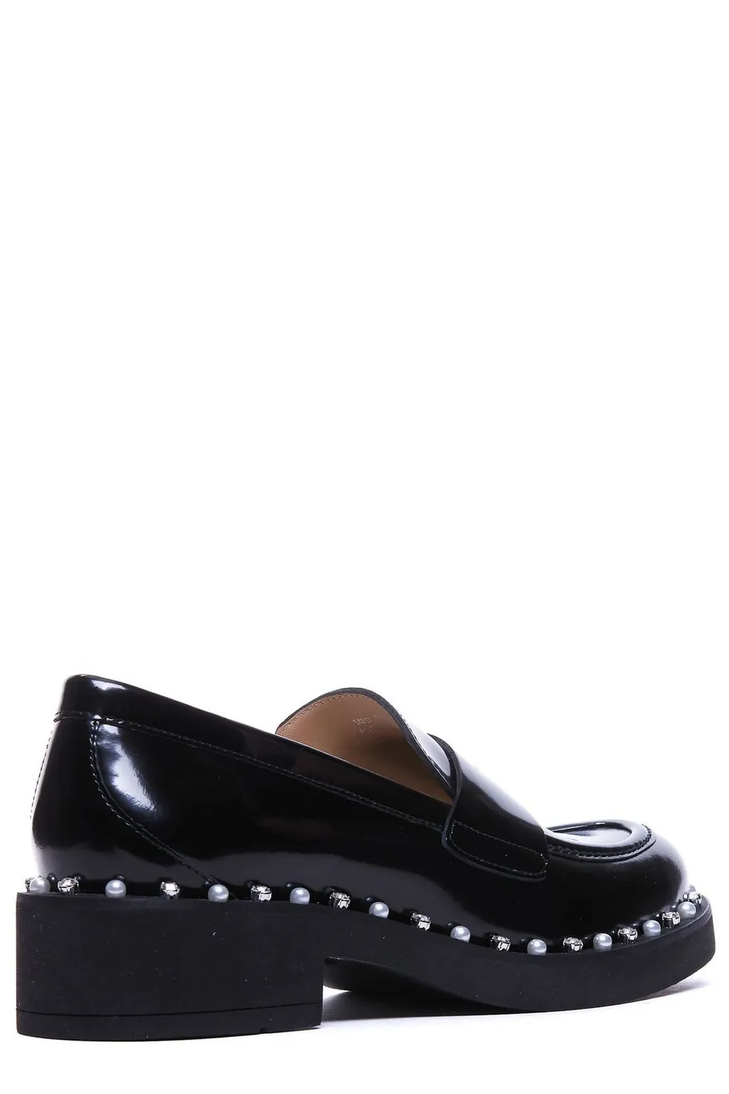 Loafers With Pearl And Crystal Embellishments