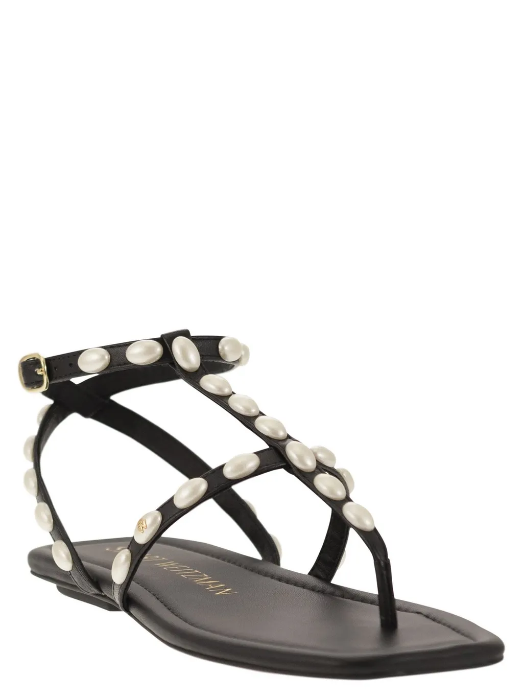 Thong Sandals With Pearl Embellishments