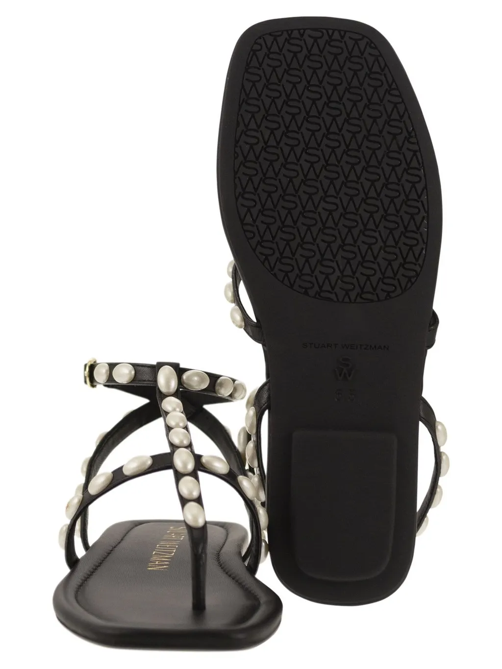 Thong Sandals With Pearl Embellishments