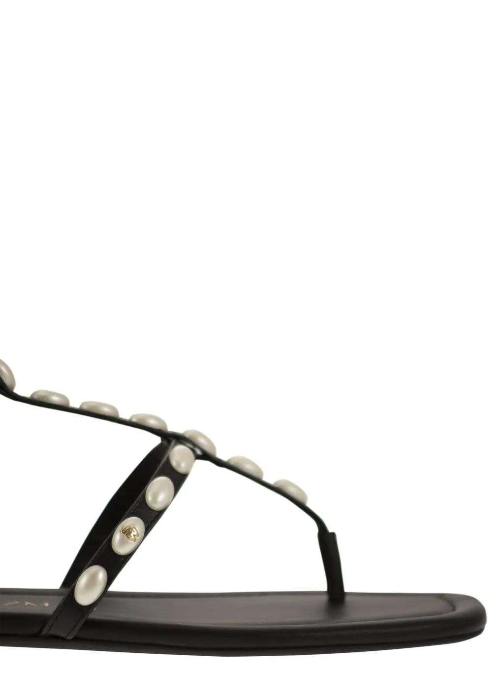 Thong Sandals With Pearl Embellishments