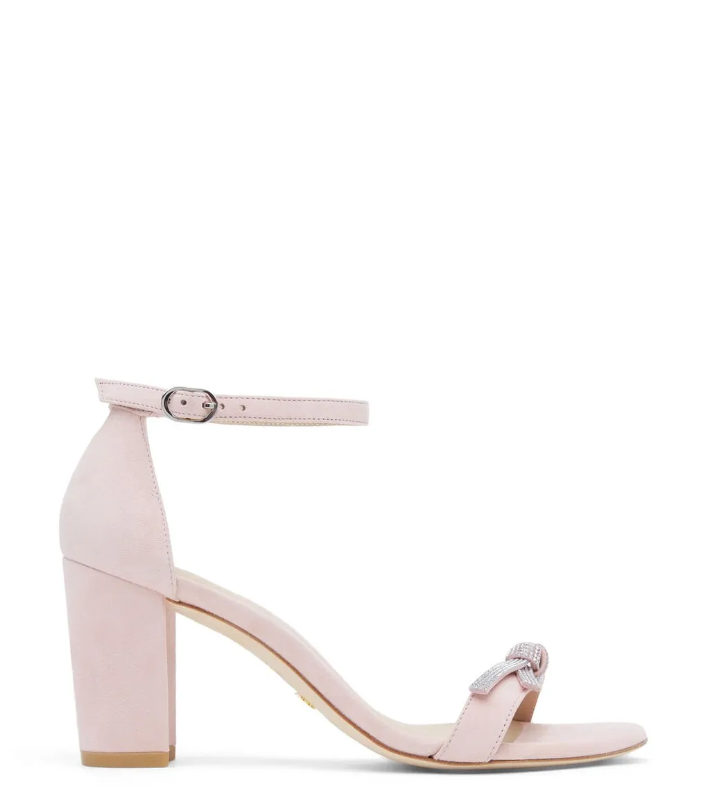 Block Heel Sandal With Crystal Bow