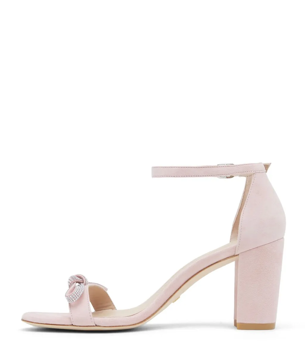 Block Heel Sandal With Crystal Bow
