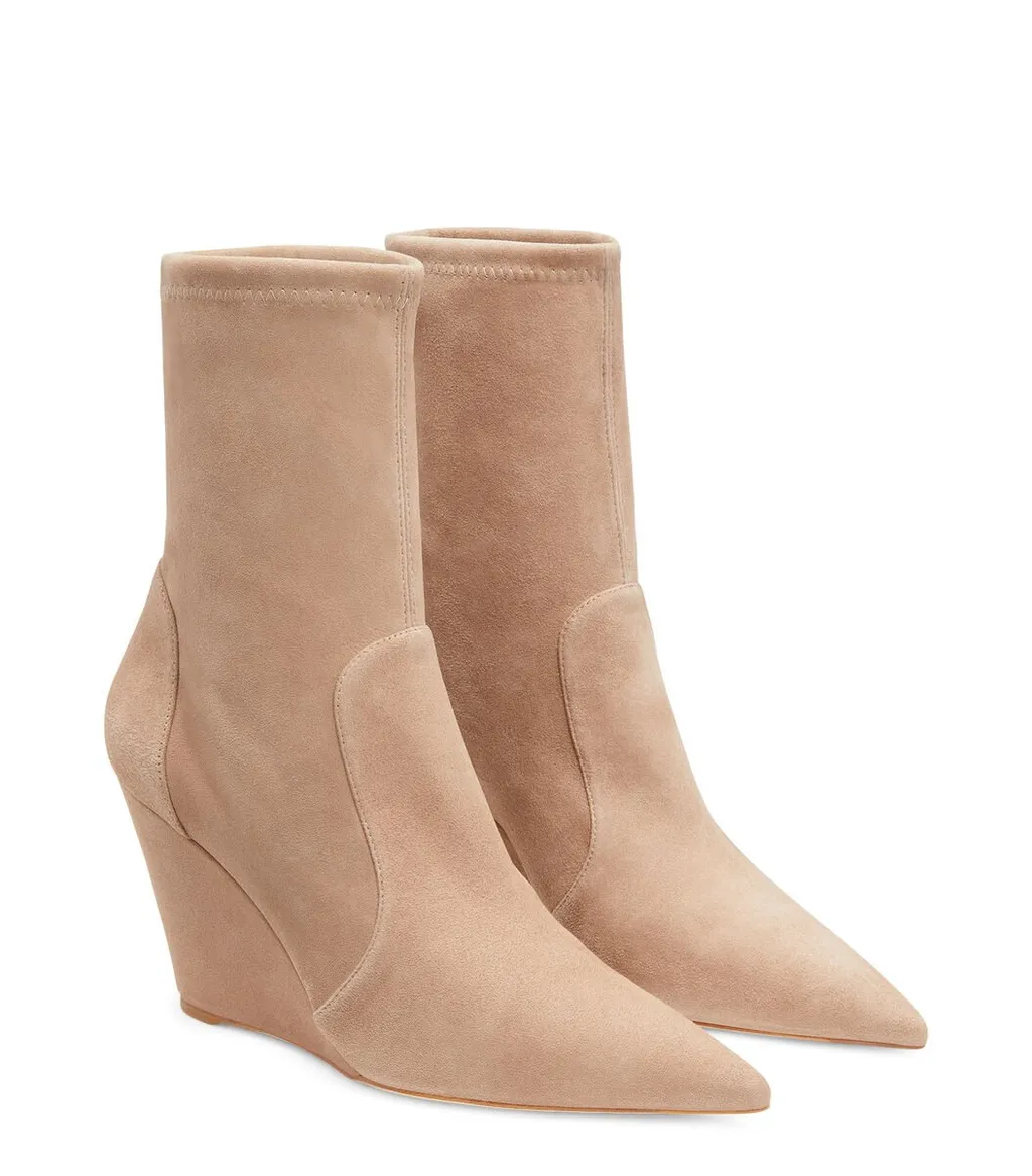 Pointed Toe Wedge Ankle Boots