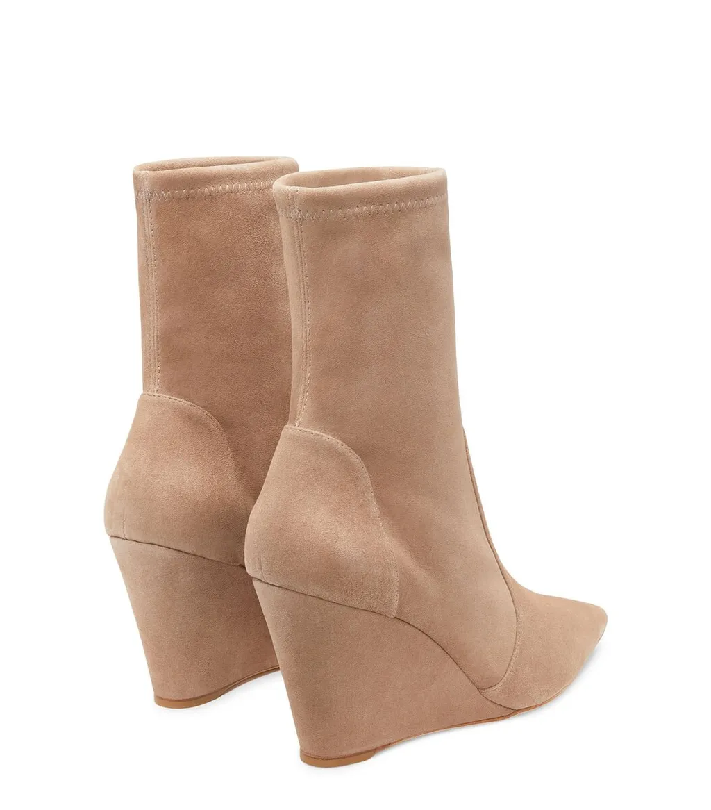 Pointed Toe Wedge Ankle Boots