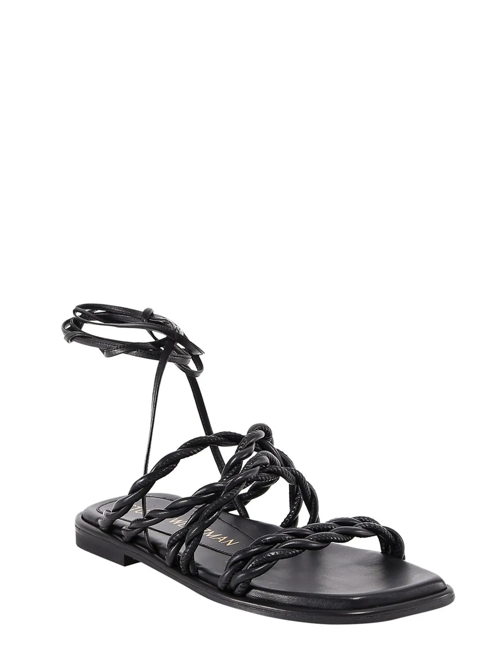 Braided Ankle-Wrap Flat Sandals