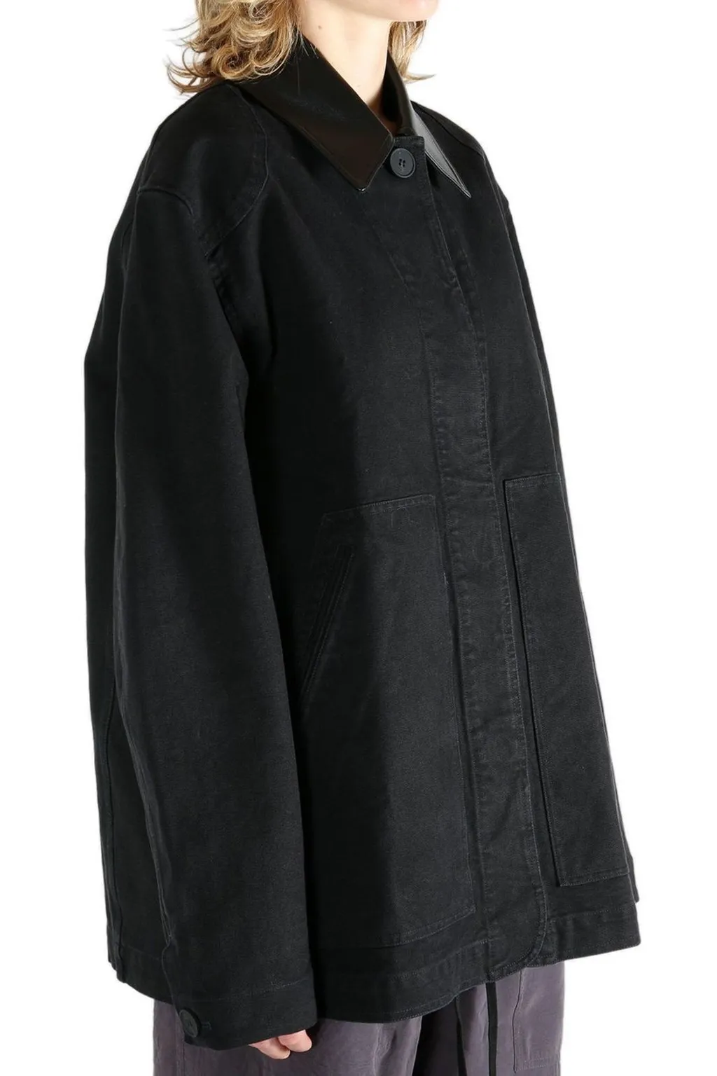 Oversized Jacket With Leather Collar