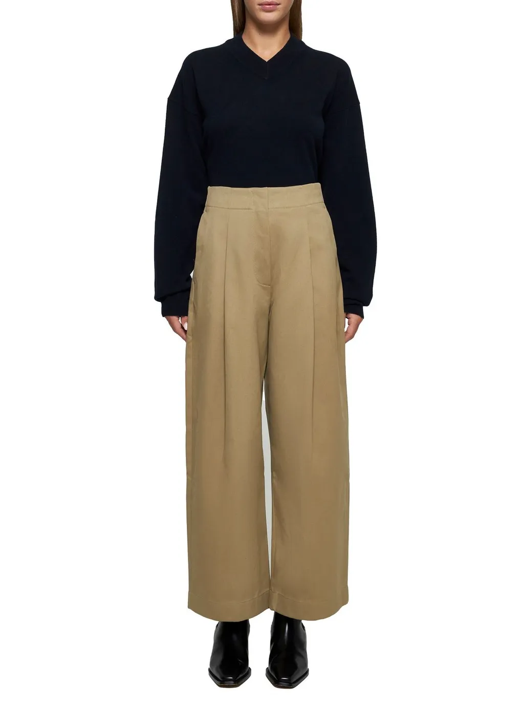 Wide-Leg Pleated Trousers