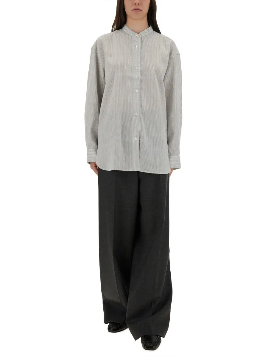 Striped Band Collar Shirt