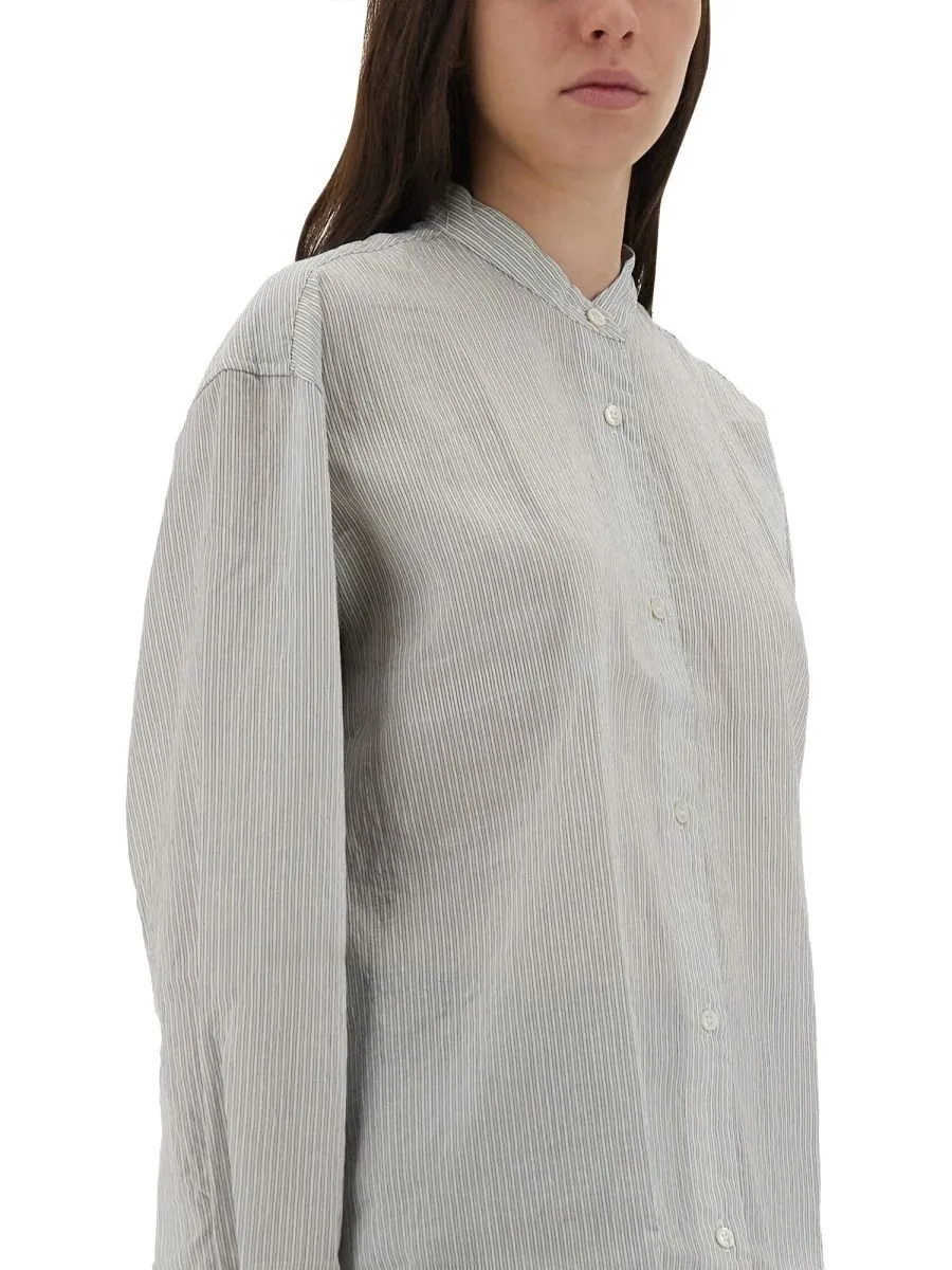 Striped Band Collar Shirt