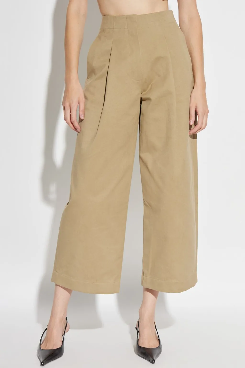 High-Waisted Wide-Leg Cropped Trousers