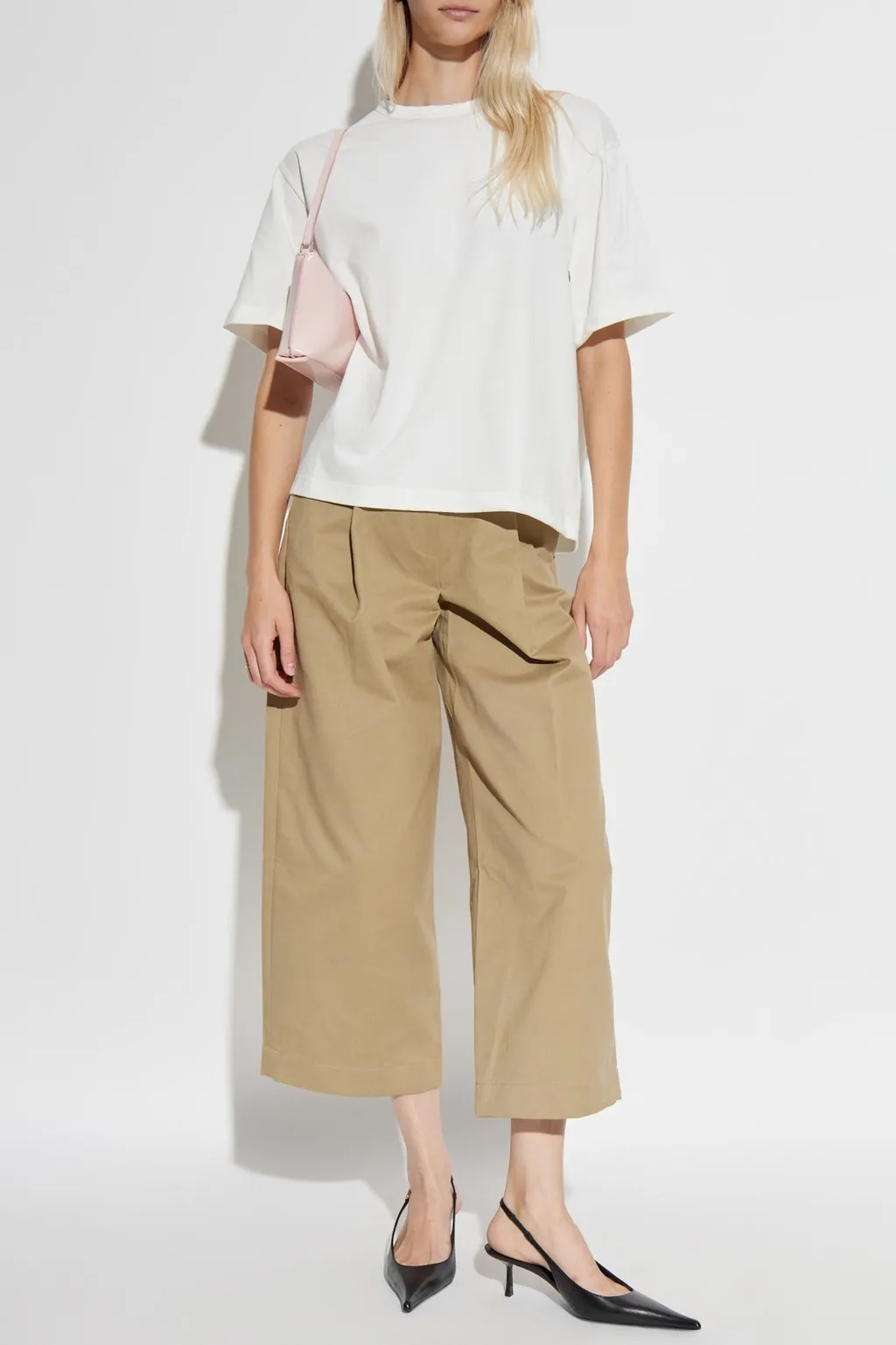High-Waisted Wide-Leg Cropped Trousers