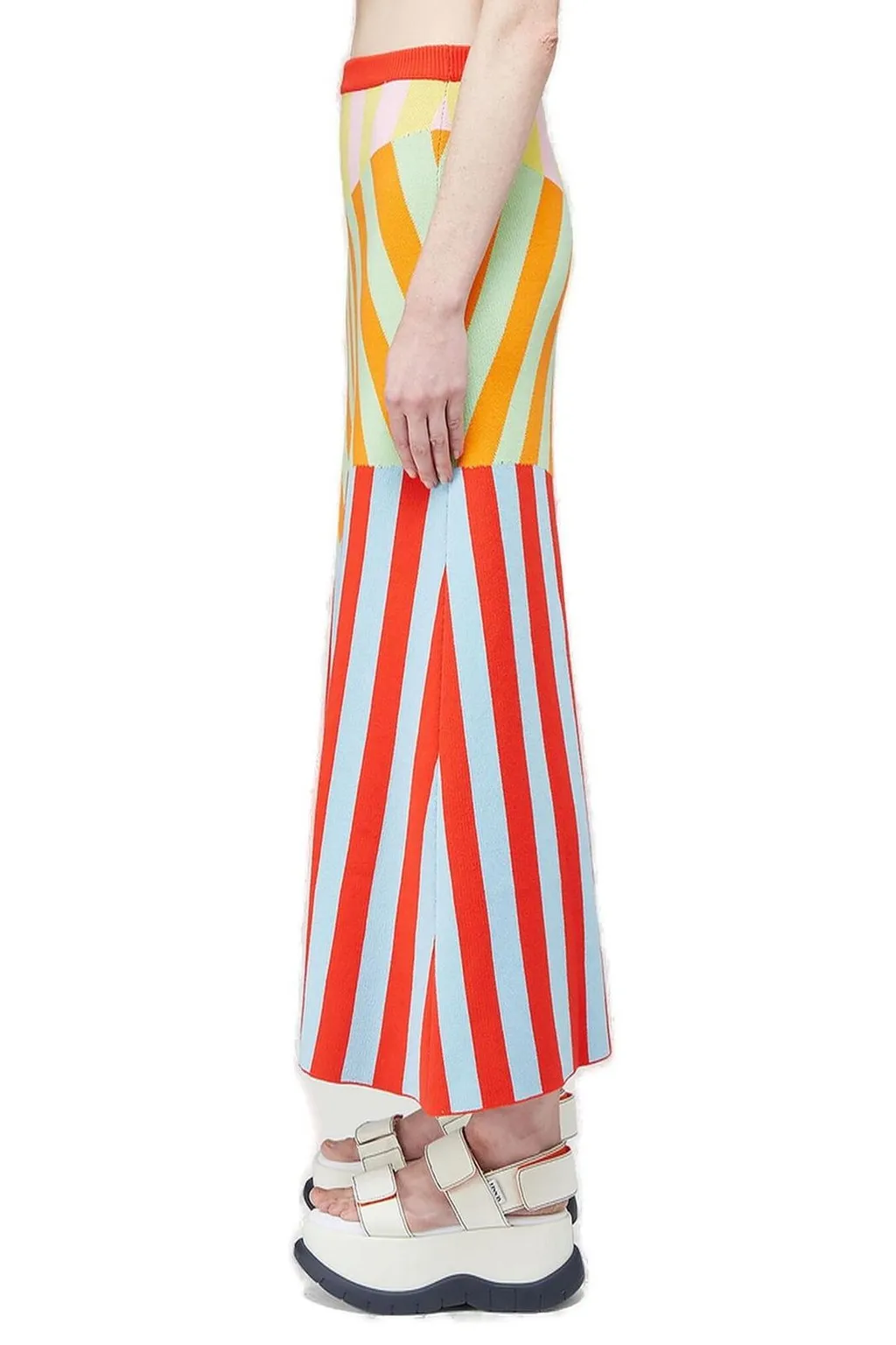 Paneled Knit Maxi Skirt