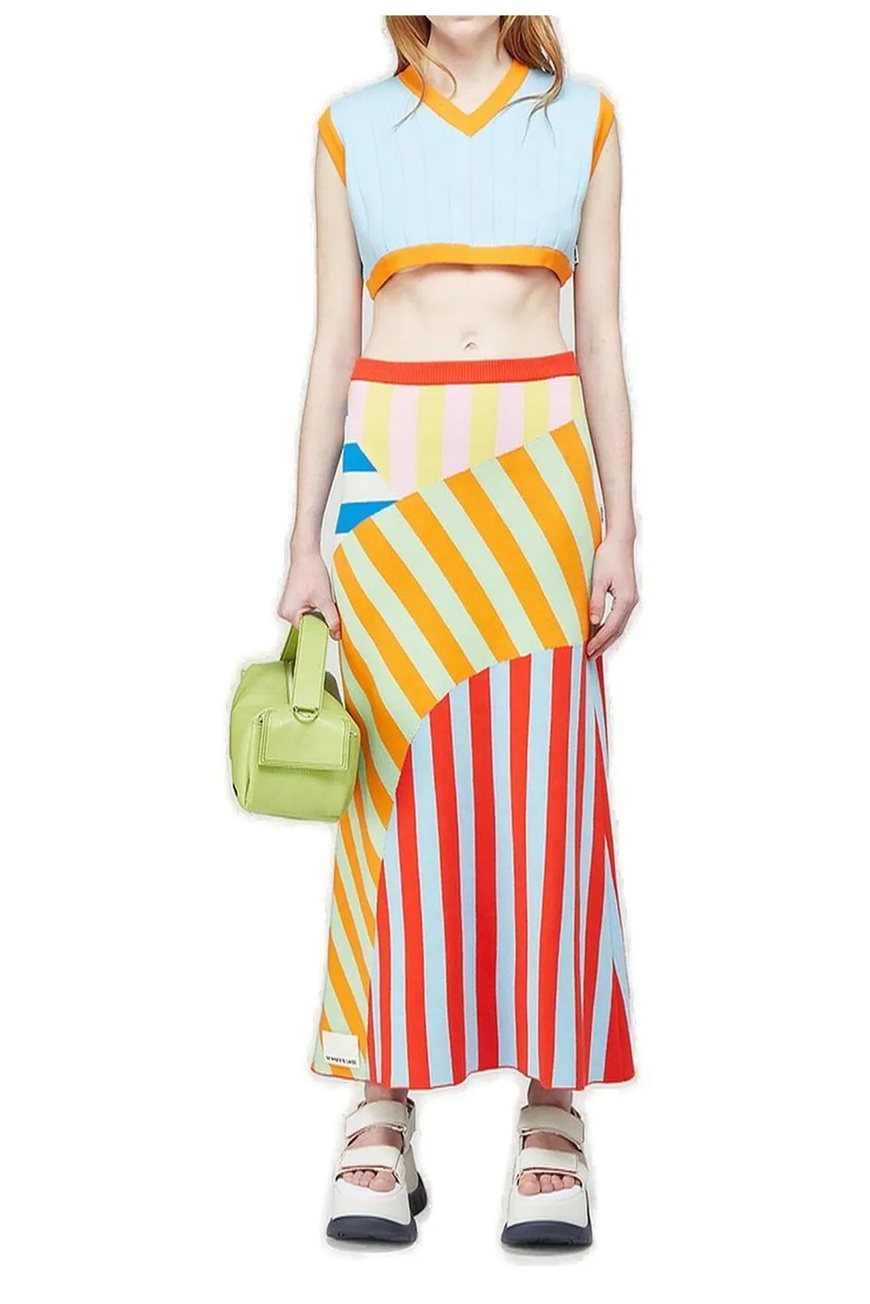 Paneled Knit Maxi Skirt