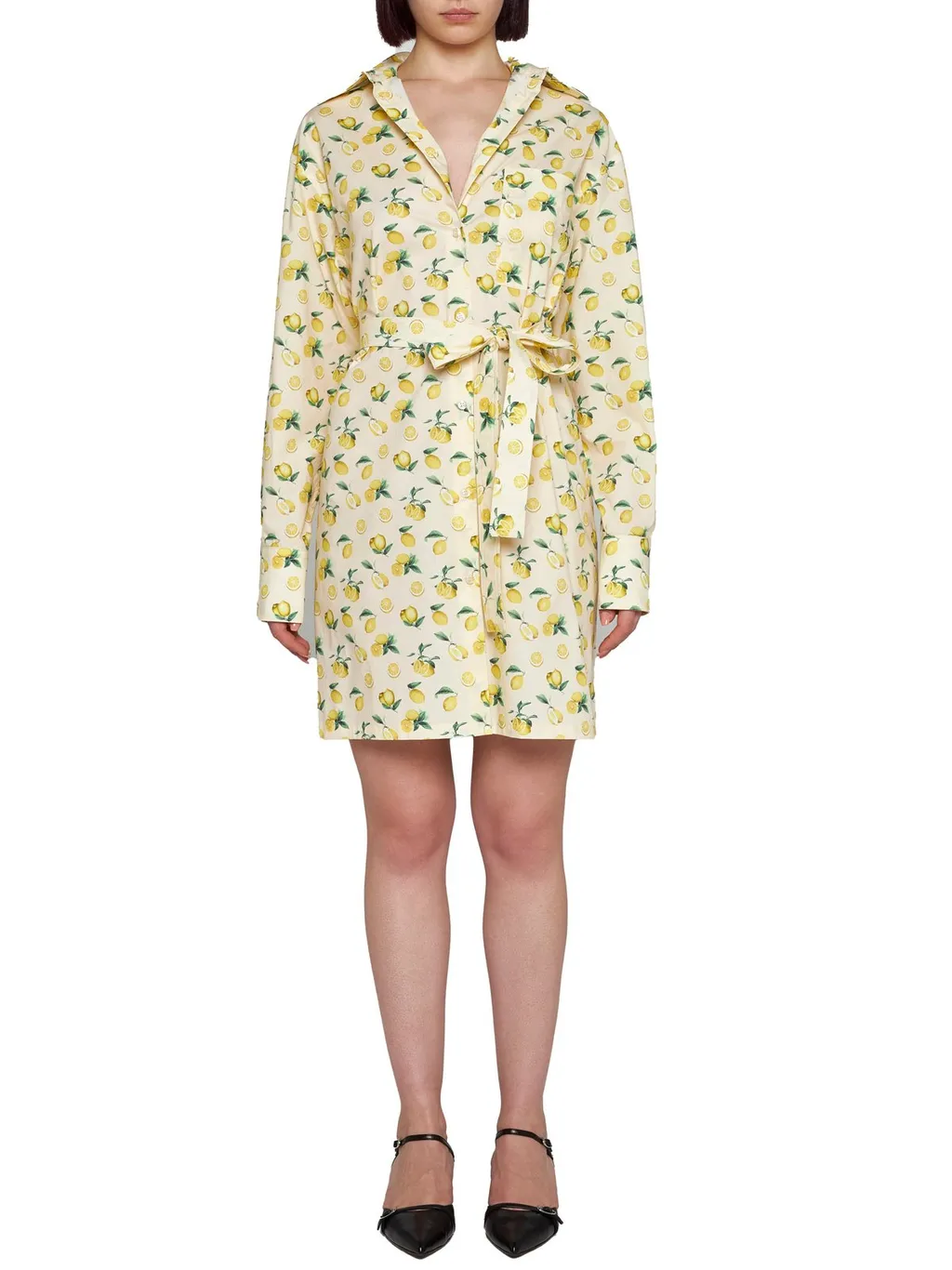 Lemon Print Shirt Dress