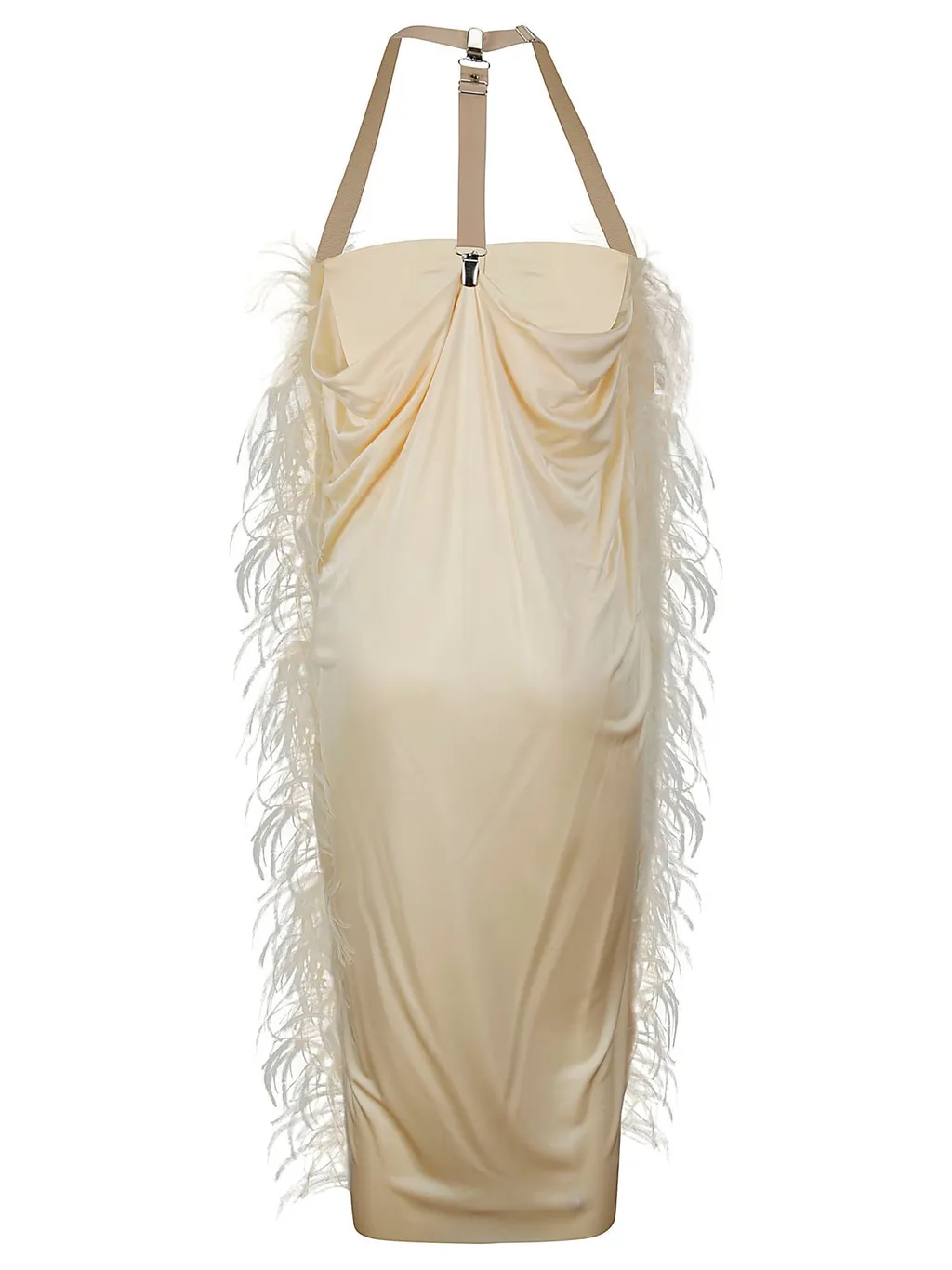 Feather-Trimmed Slip Dress