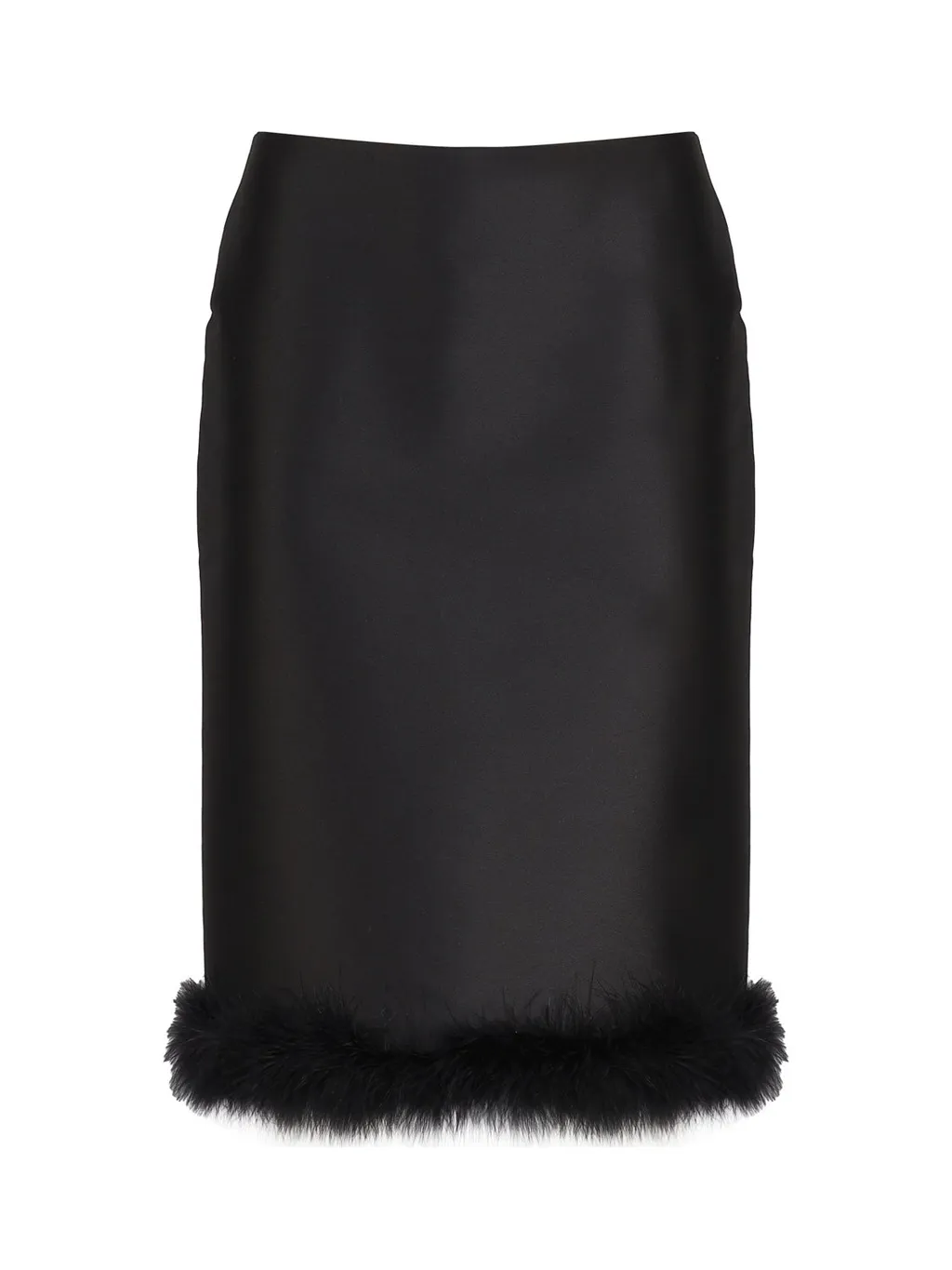 Feather-Trimmed Midi Skirt