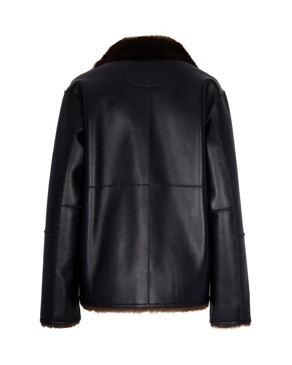 Faux Fur Trimmed Faux Leather Jacket