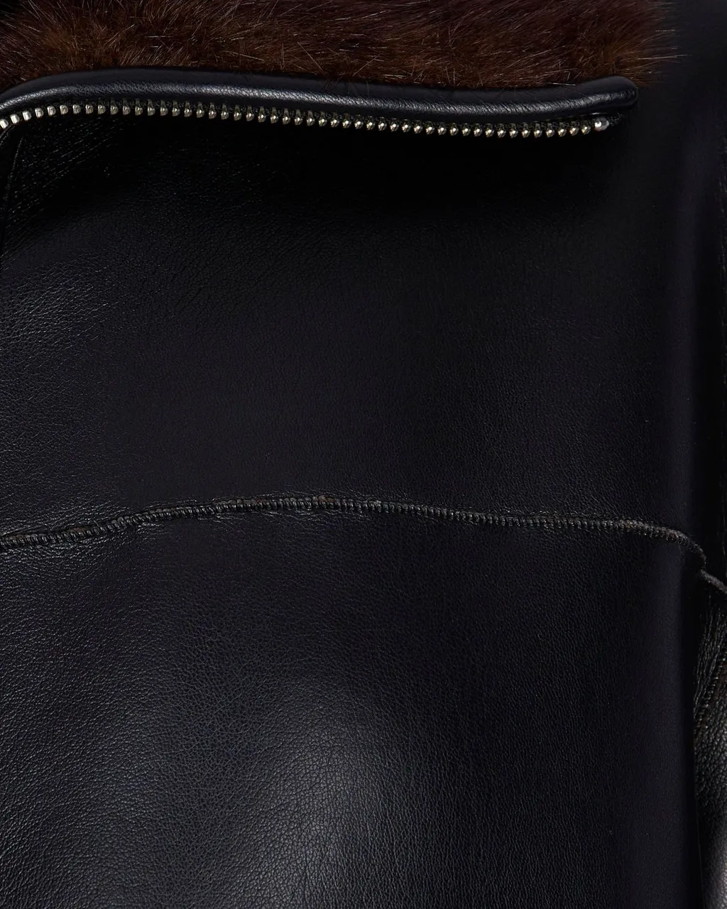 Faux Fur Trimmed Faux Leather Jacket