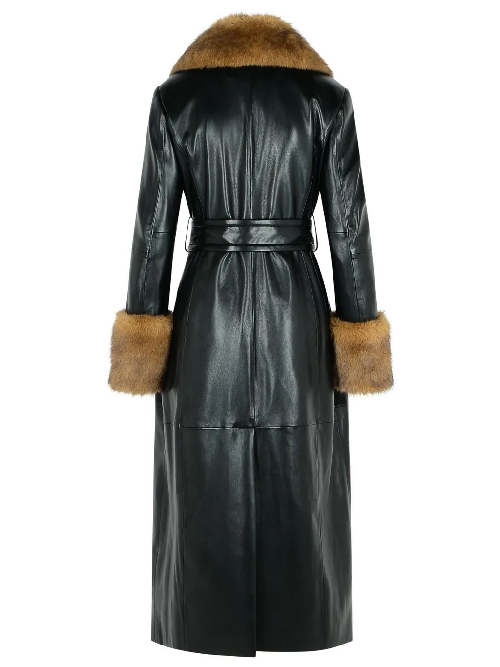 Maxi Trench Coat With Fur Trim