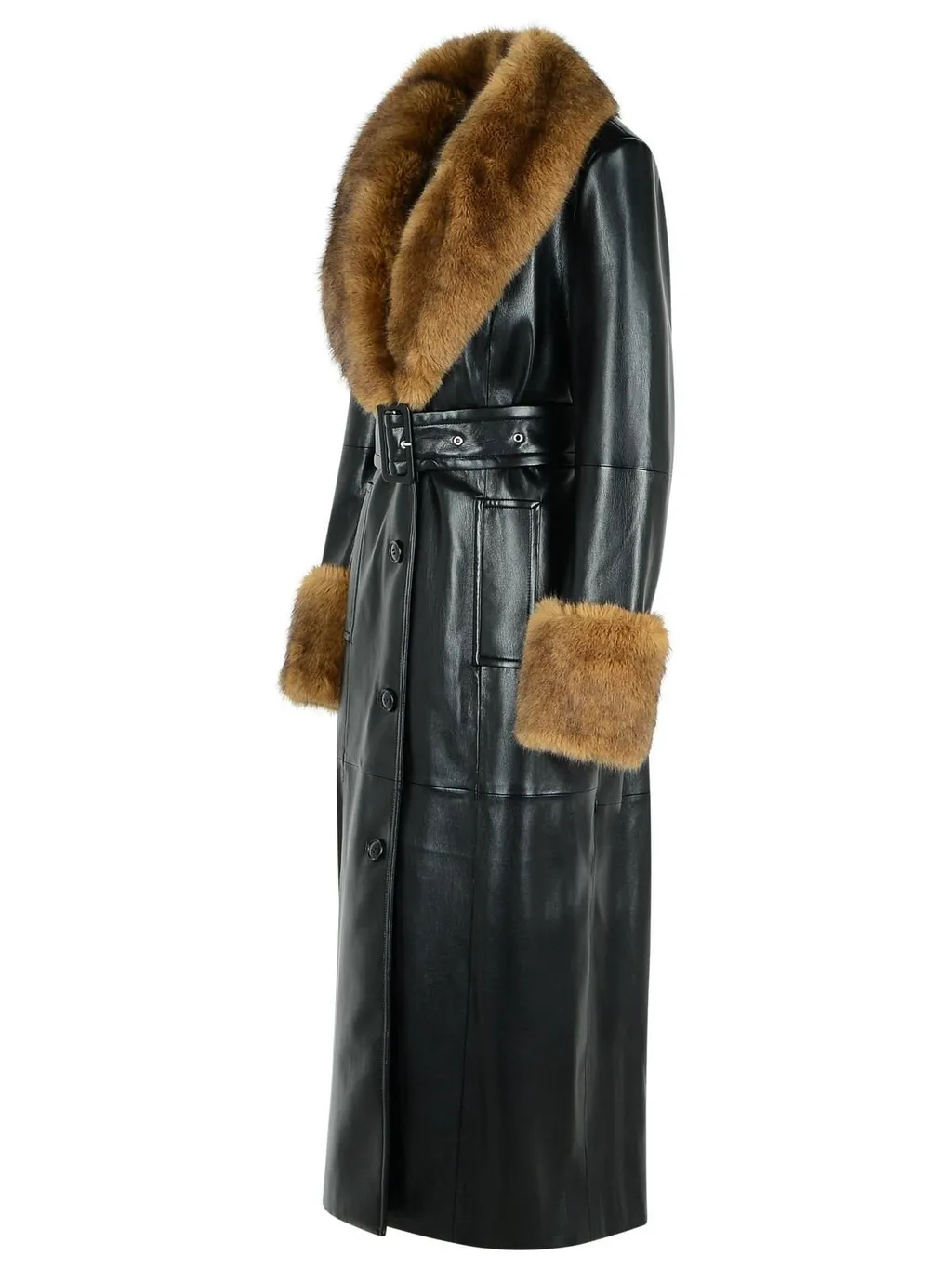 Maxi Trench Coat With Fur Trim