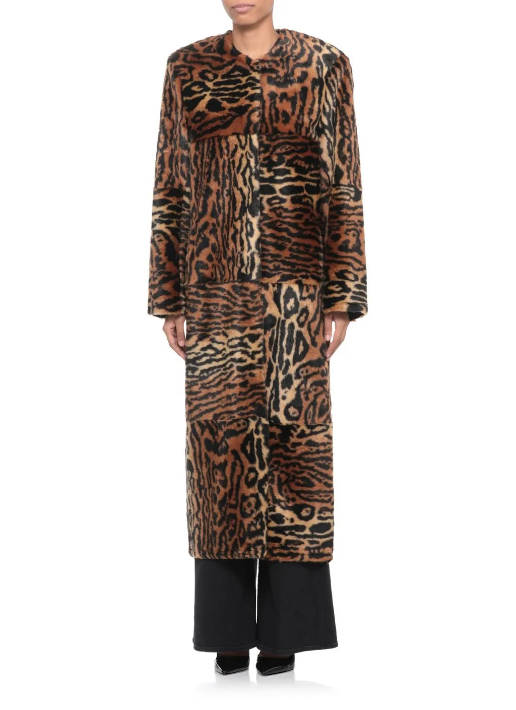 Patchwork Faux Fur Coat