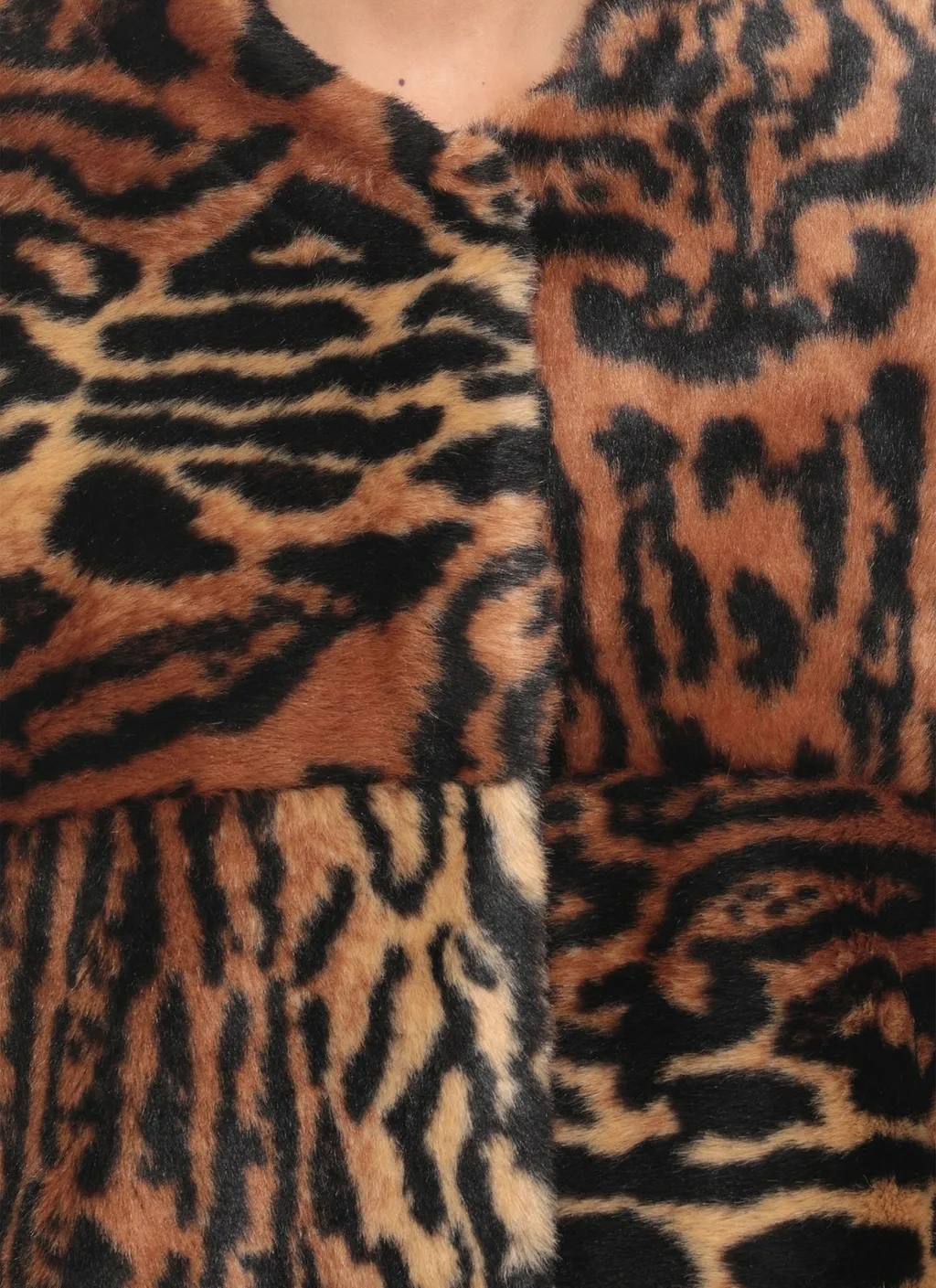 Patchwork Faux Fur Coat